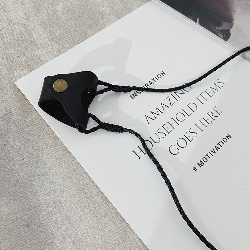 Glasses hanging neck leather clip
